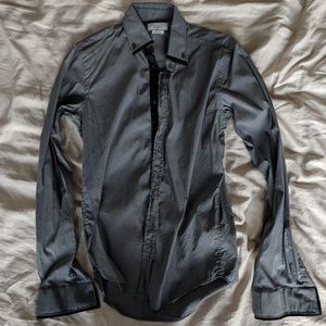 Zara Gray Slim Fit Button-Up Shirt